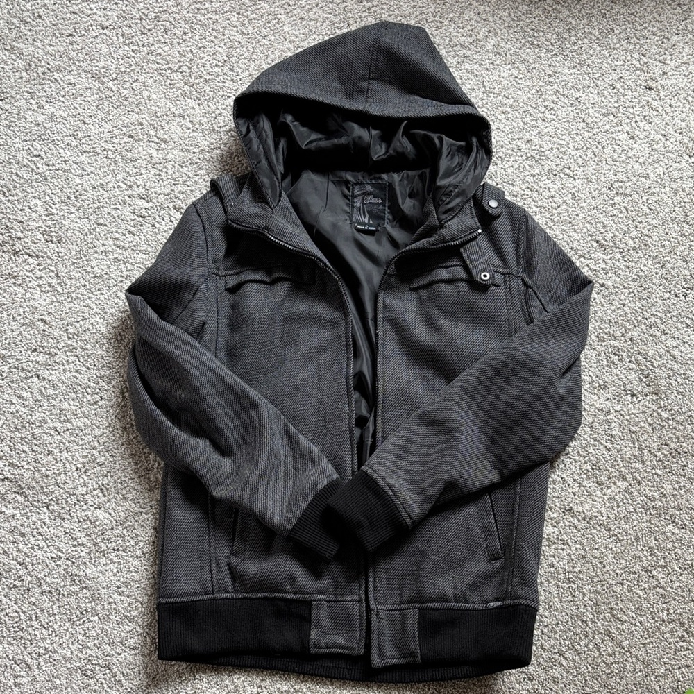 Else Dark Gray Hooded Bomber Jacket